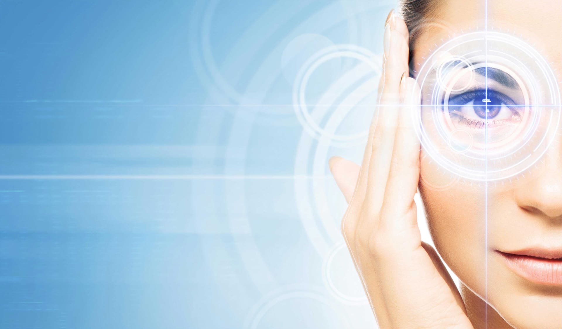 A close-up of an eye with concentric tracking rings across it, evoking the guided eye movements used in EMDR
